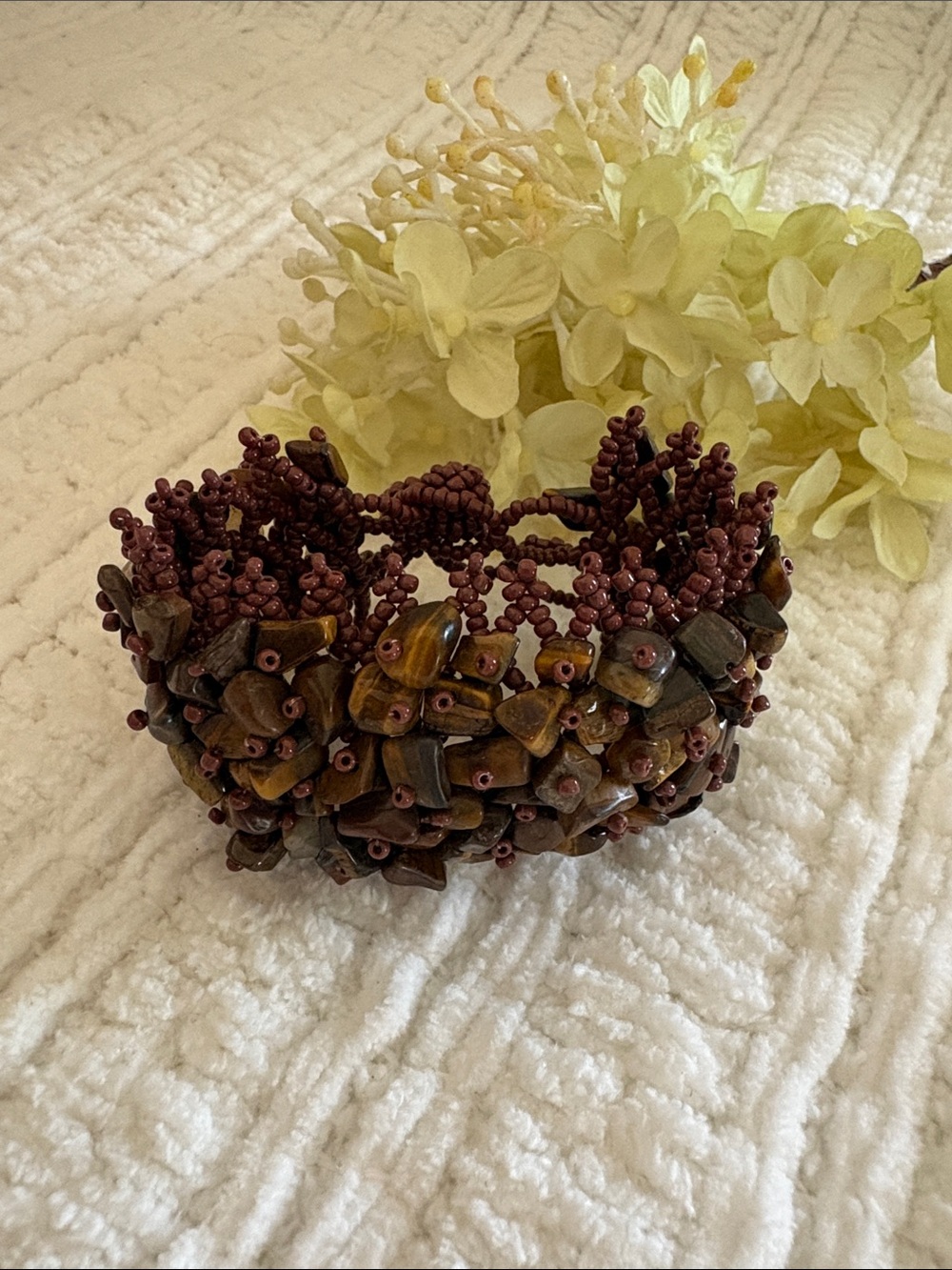 Handcrafted Brown Beaded Statement Bracelet